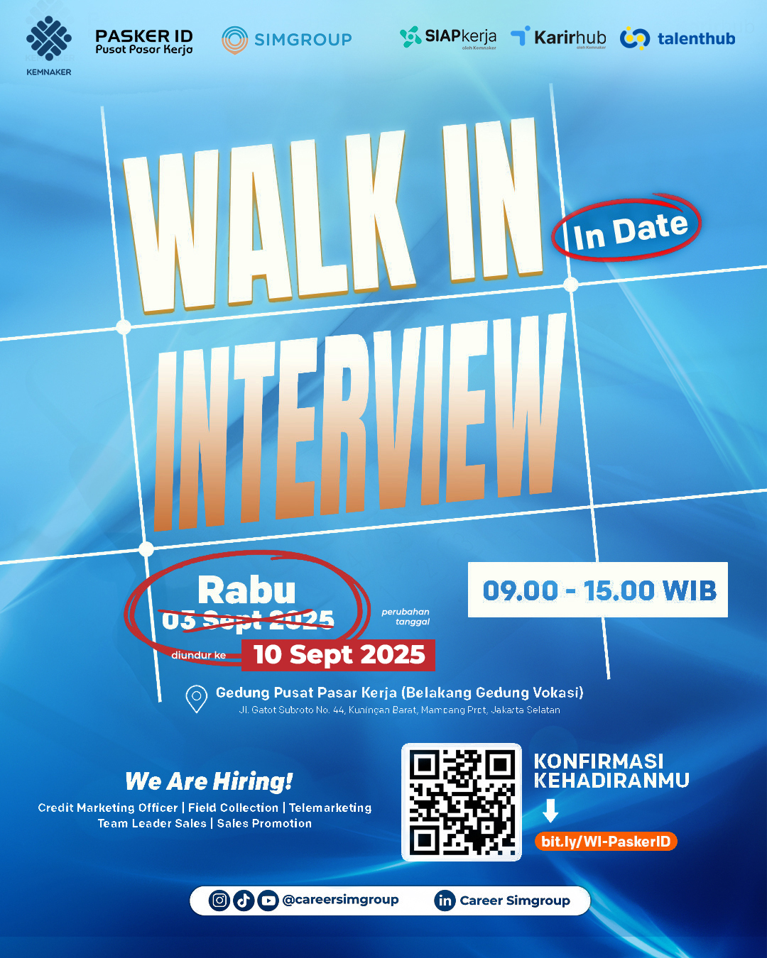 Pelaksanaan Walk In Interview SIMGROUP di Pasker ID Resmi Diundur ke 10 September 2025