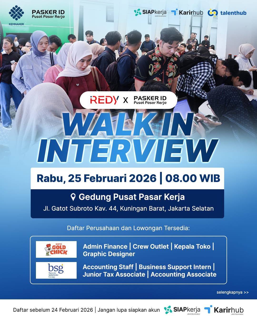 Buka Peluang Karier di Bidang Finance, Tax, hingga Ritel, Walk in Interview Bersama REDY Kembali Digelar di Pusat Pasar Kerja