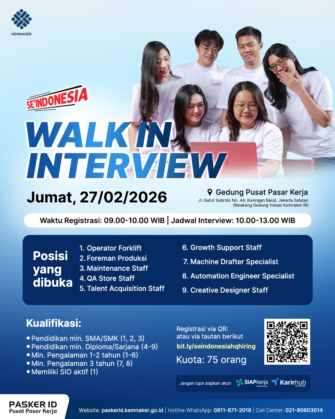Se’Indonesia Buka Peluang Karier Lewat Walk in Interview di Pusat Pasar Kerja