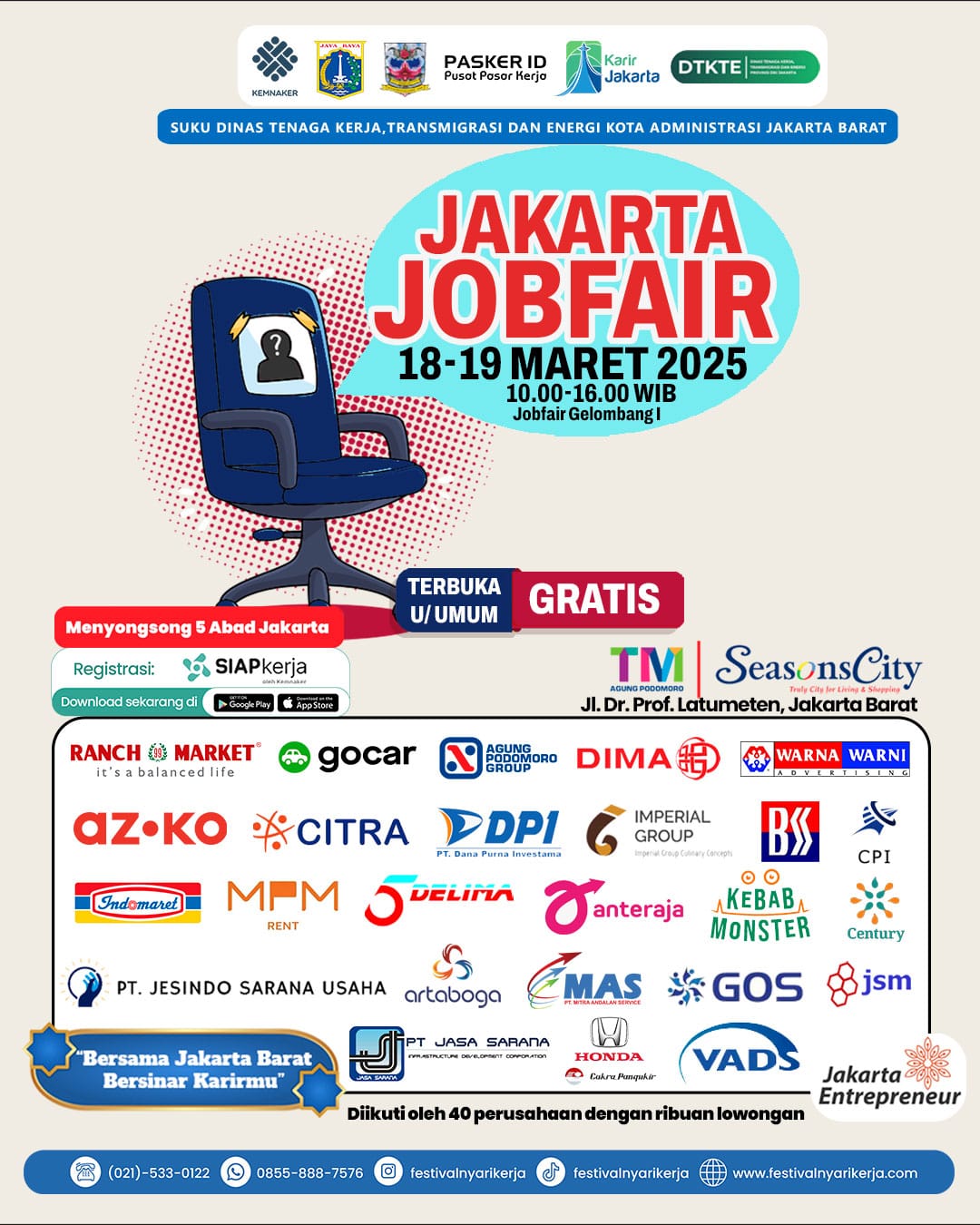 Job Fair Suku Dinas Jakarta Barat Gel. I 2025 : Peluang Karir Terbuka Luas!