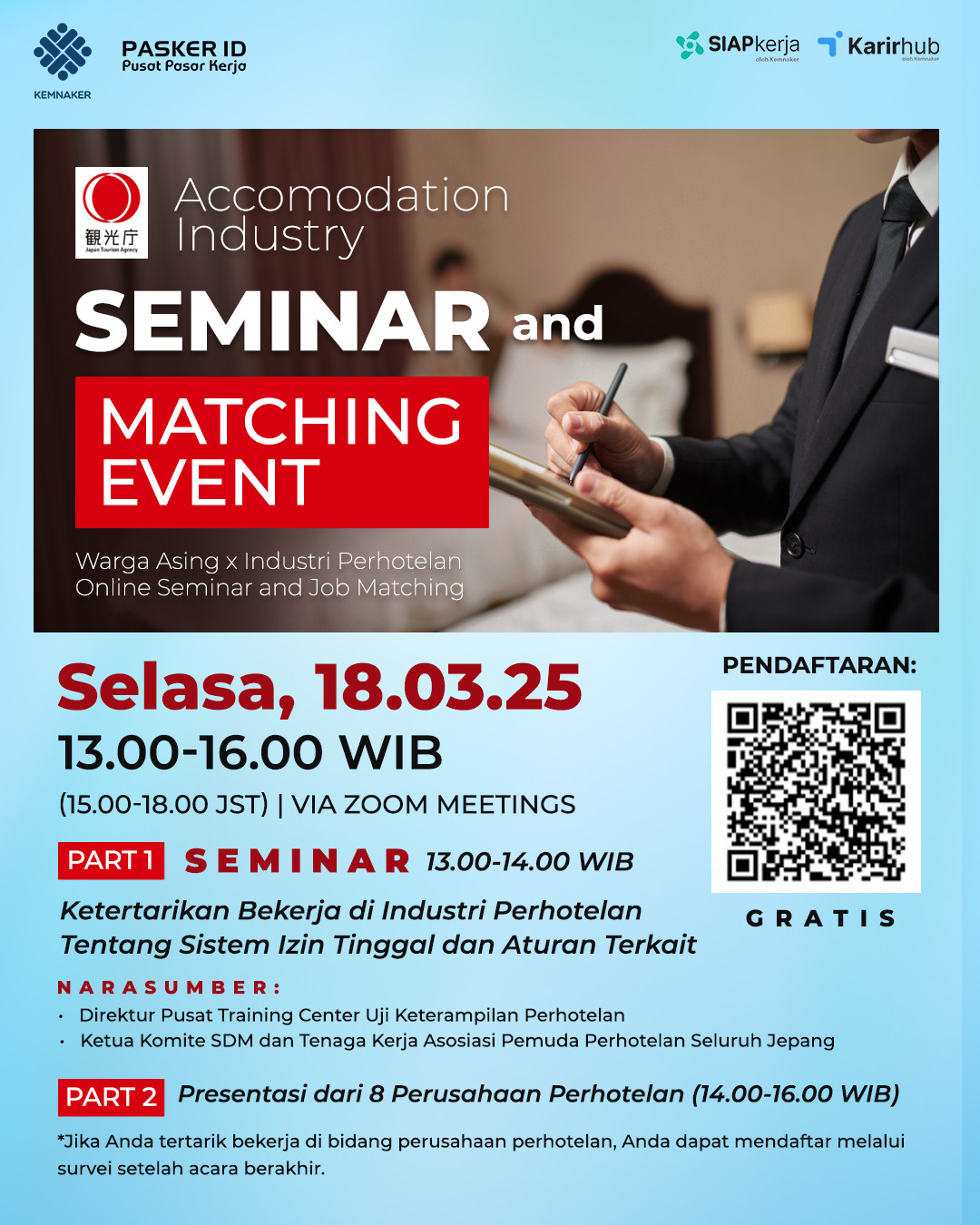 Jepang Membuka Kesempatan Kerja di Perhotelan! Ikuti Seminar dan Job Matching Gratis